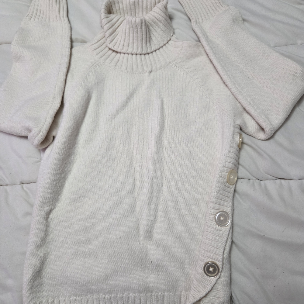 Cherokee Cream Turtleneck Sweater with Button Detail